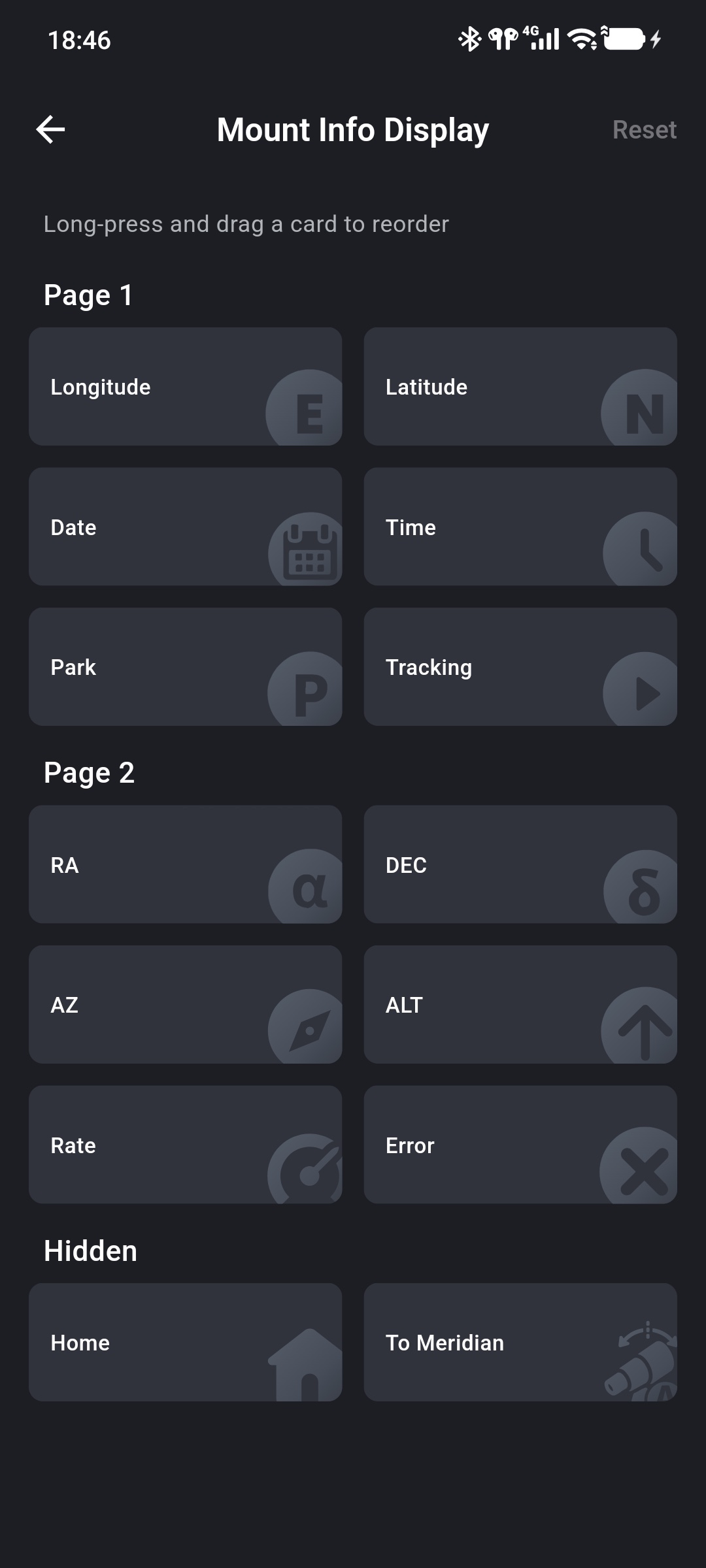 Reordering and hiding Mount Info cards