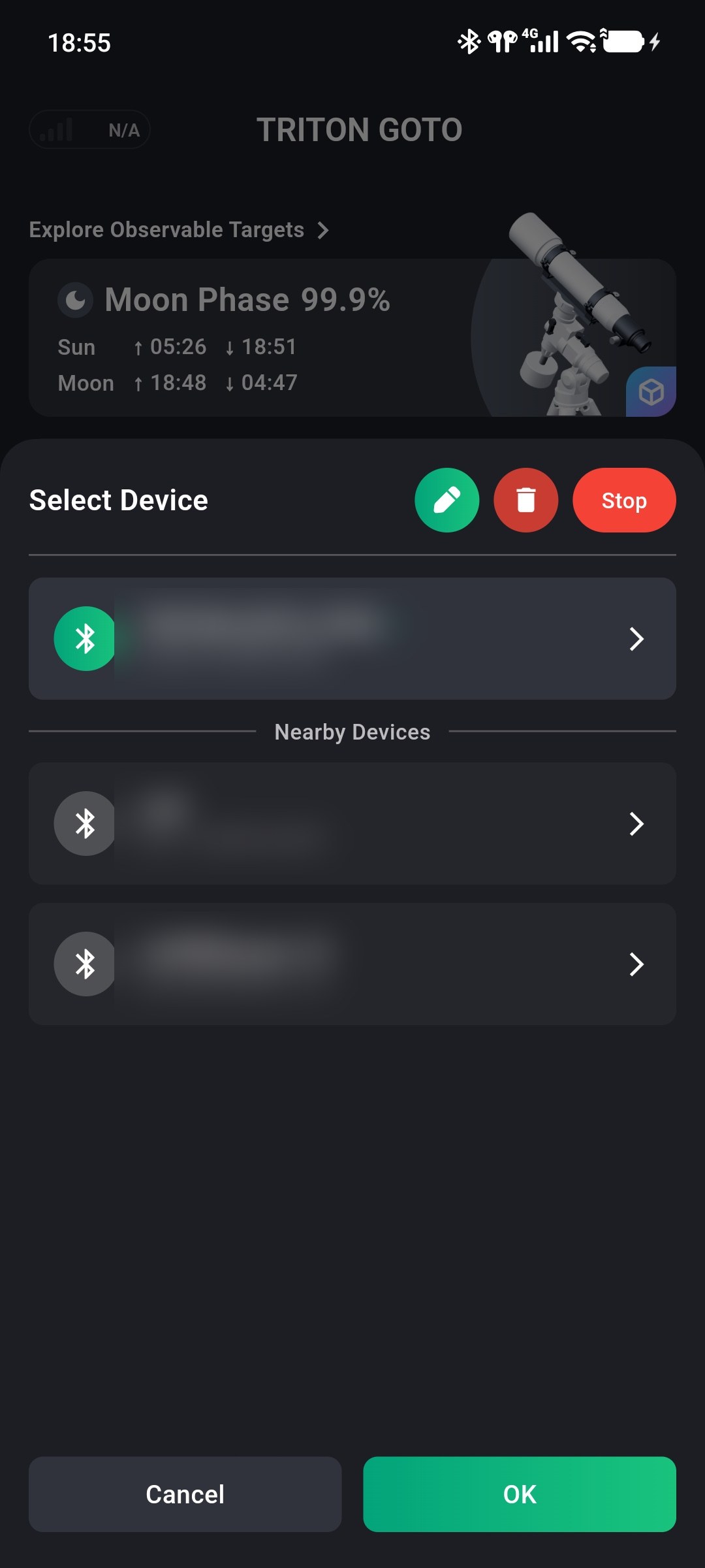 Selecting a Bluetooth device in TRITON GOTO