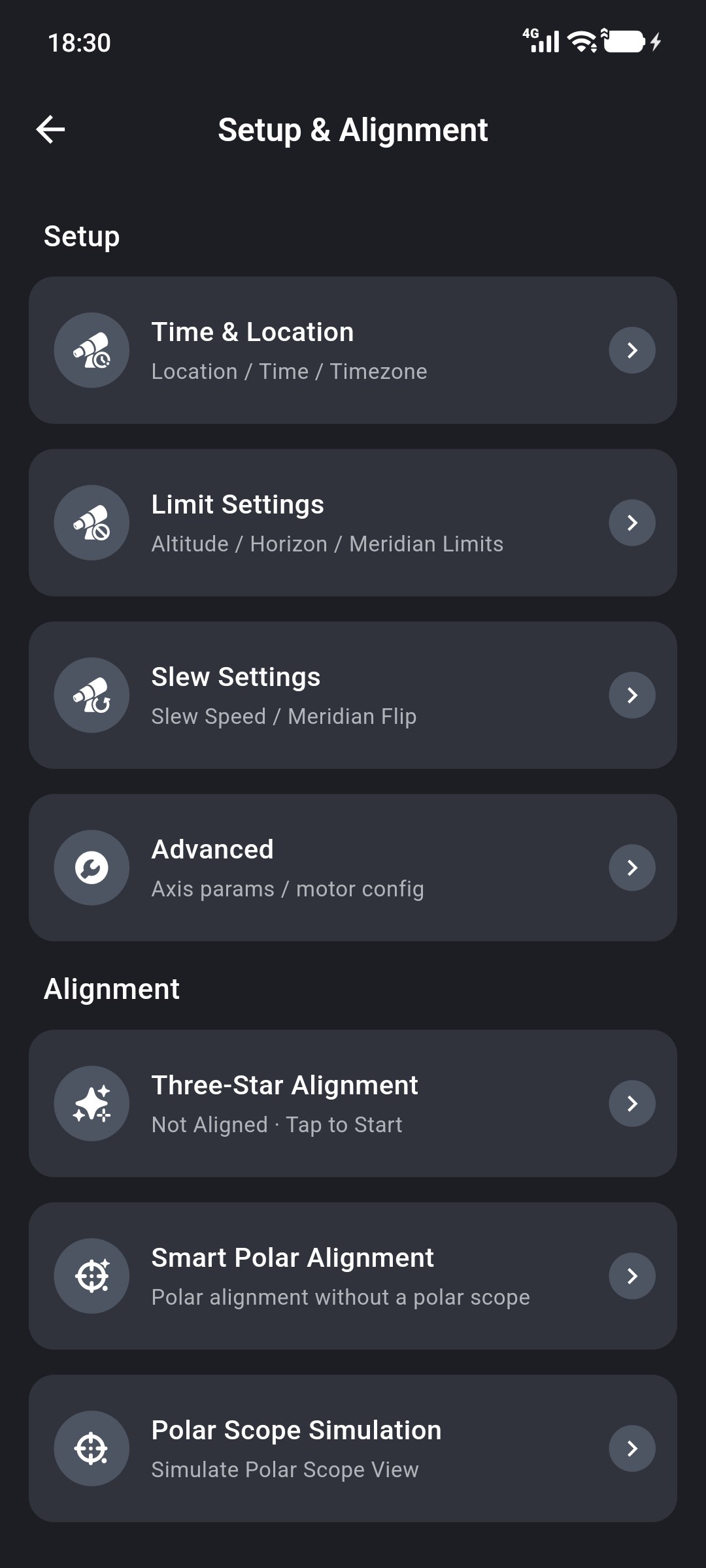 Alignment functions under Setup & Alignment