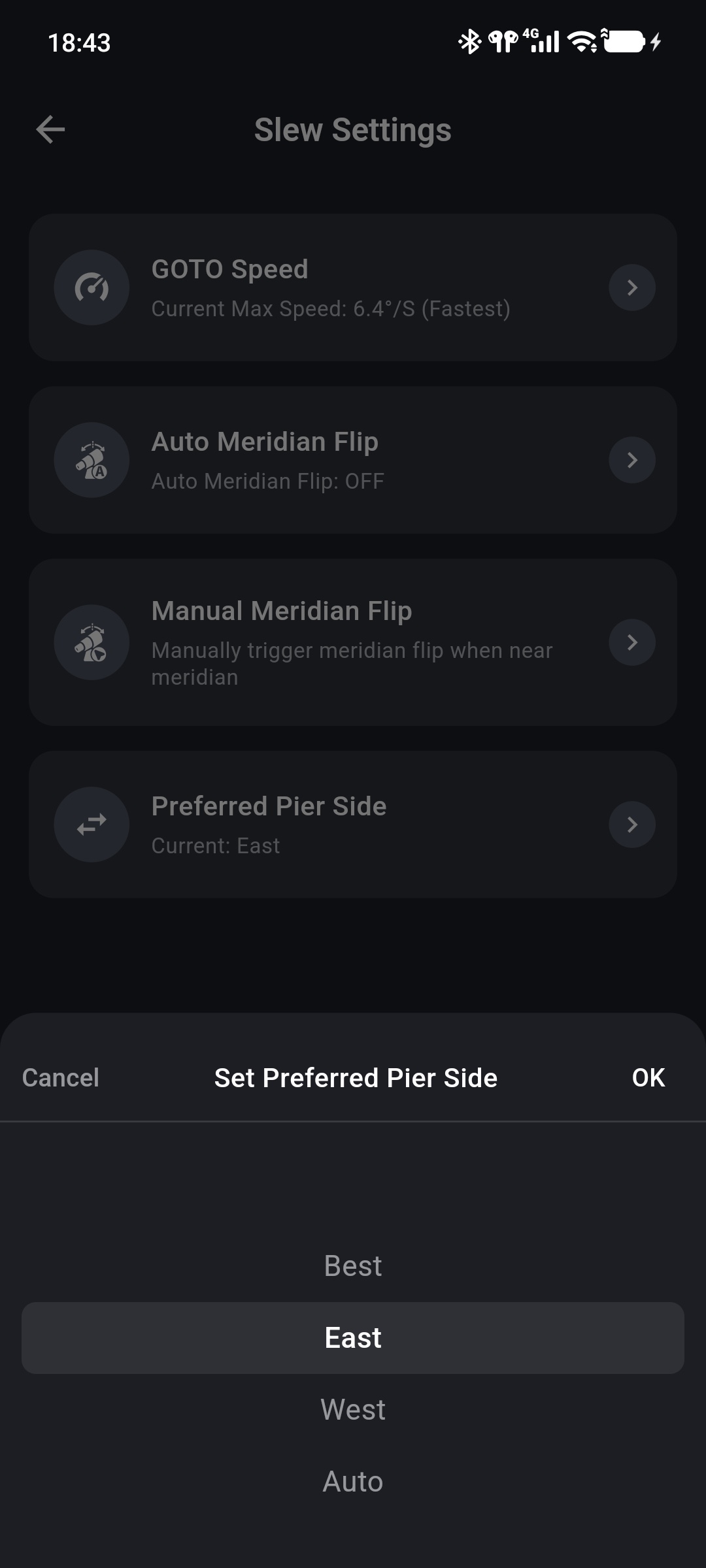 Setting ONSTEP Preferred Pier Side