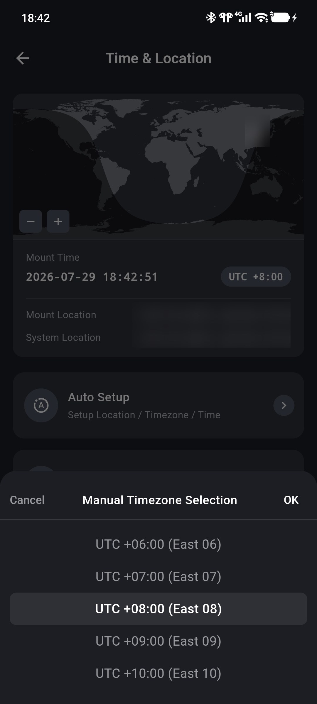 Manually selecting the timezone used by ONSTEP